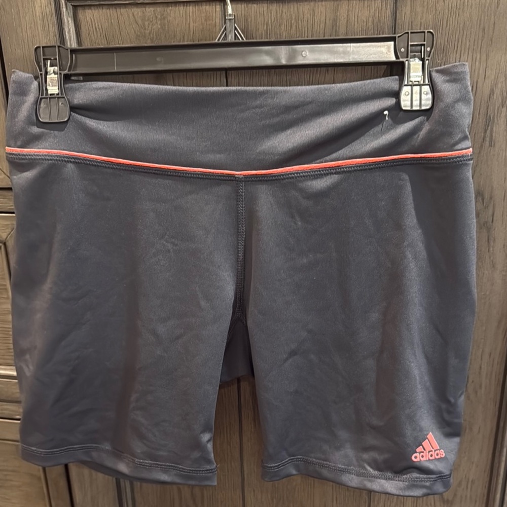 Girls Adidas Charcoal Grey Performance Shorts with Coral Accents
